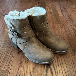 Fuzzy Lined Moto Style Boots